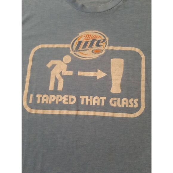 Medium American Apparel Miller Lite I Tapped That Glass Distressed Tee T-Shirt - Picture 2 of 3
